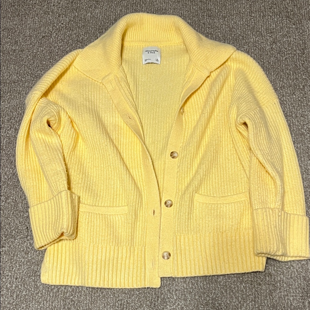 Abercrombie & Fitch Yellow Cardigan Sweater